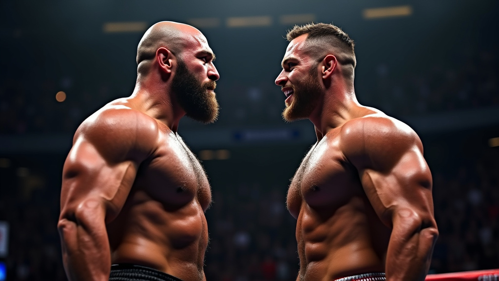 Tyson Fury face à Deontay Wilder lors de leur troisième combat, scène intense