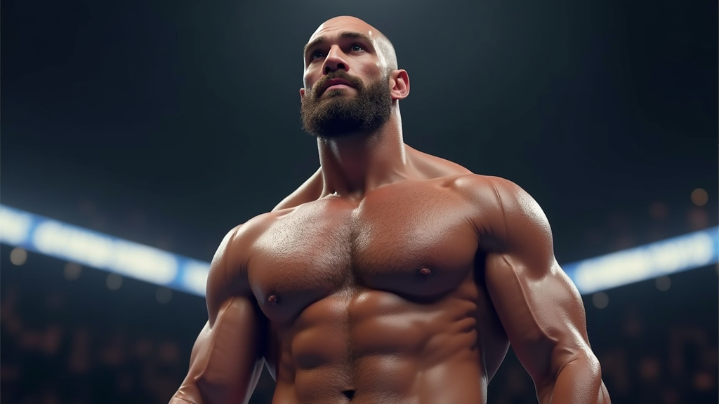 Tyson Fury en 2025, sur le ring, regard déterminé