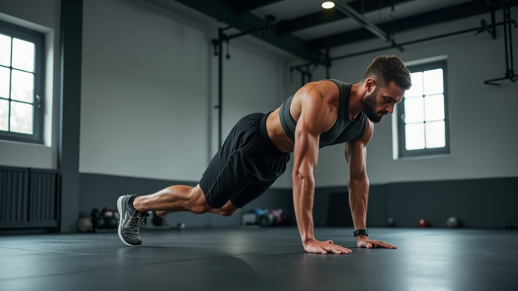 Combattant en train de faire du développé couché en salle de sport