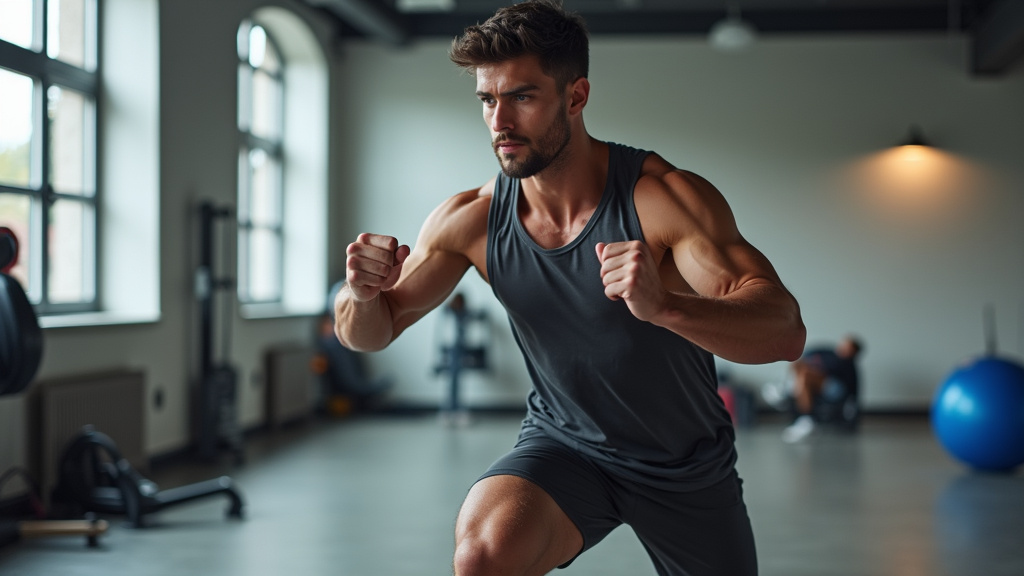 Ryan Garcia effectuant des exercices de plyométrie en salle