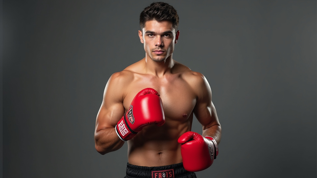 Portrait officiel de Ryan Garcia en tenue de boxe, regard déterminé