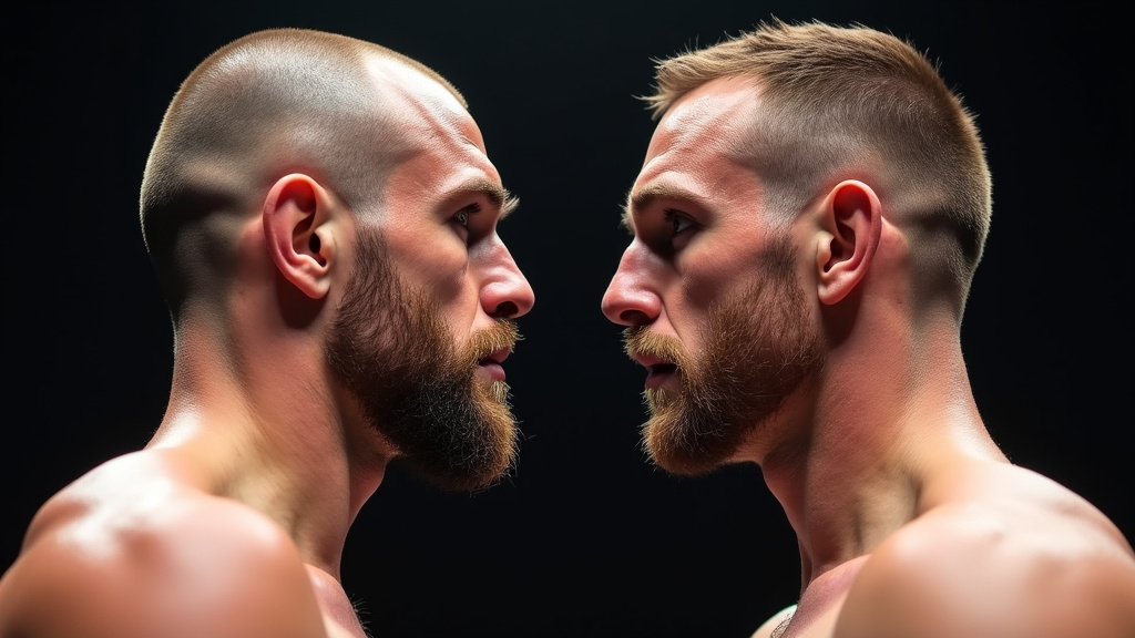 Face-à-face intense entre Tom Aspinall et Ciryl Gane lors du combat UFC 321, dans l'octogone