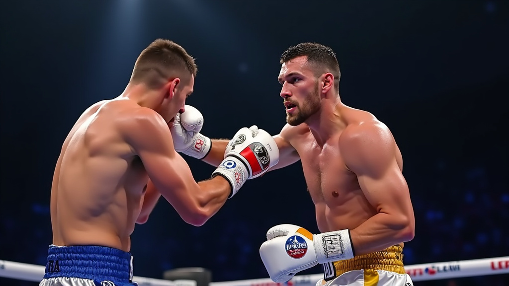 Oleksandr Usyk met Daniel Dubois au tapis lors du 5e round du combat