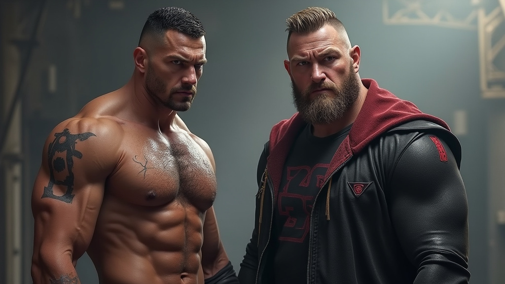 Usyk et Fury se tenant debout après la fin du combat, visages marqués