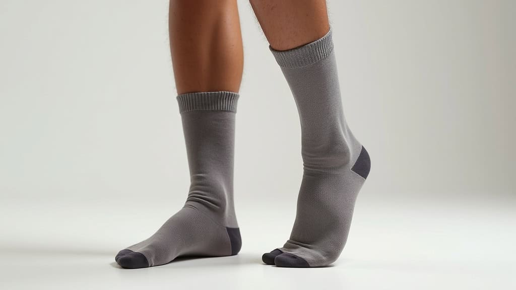 Pieds chaussés de chaussettes spéciales pour l