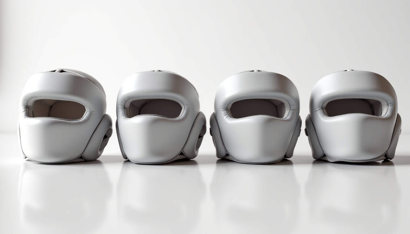 Comparaison visuelle de plusieurs modèles de casques de boxe côte à côte