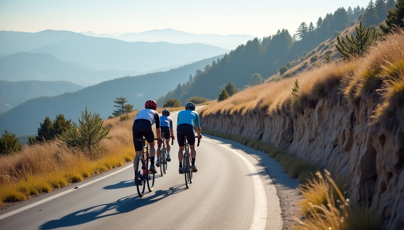 Coureurs en pleine ascension du Mont-Ventoux lors d’une course d’endurance