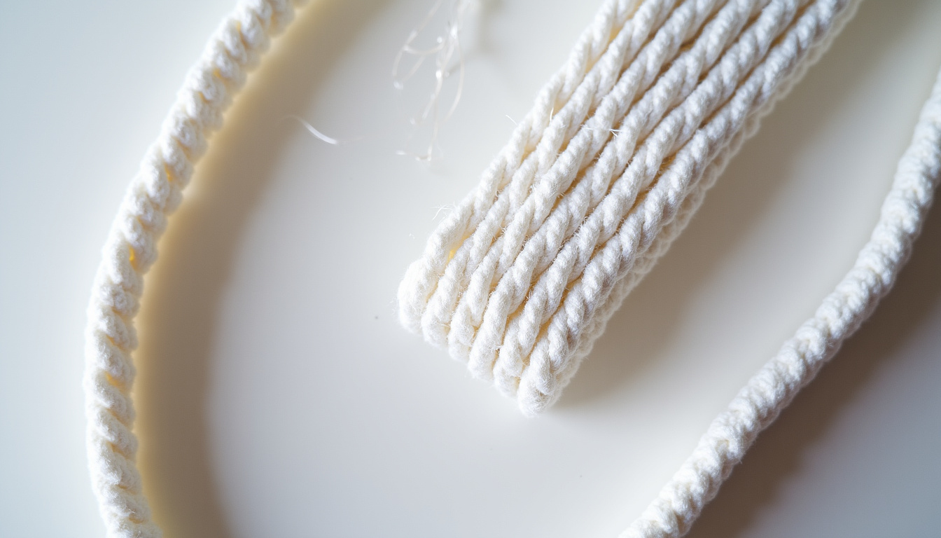 Détail des matériaux utilisés pour une ceinture de judo: coton, surpiqûres, noyau