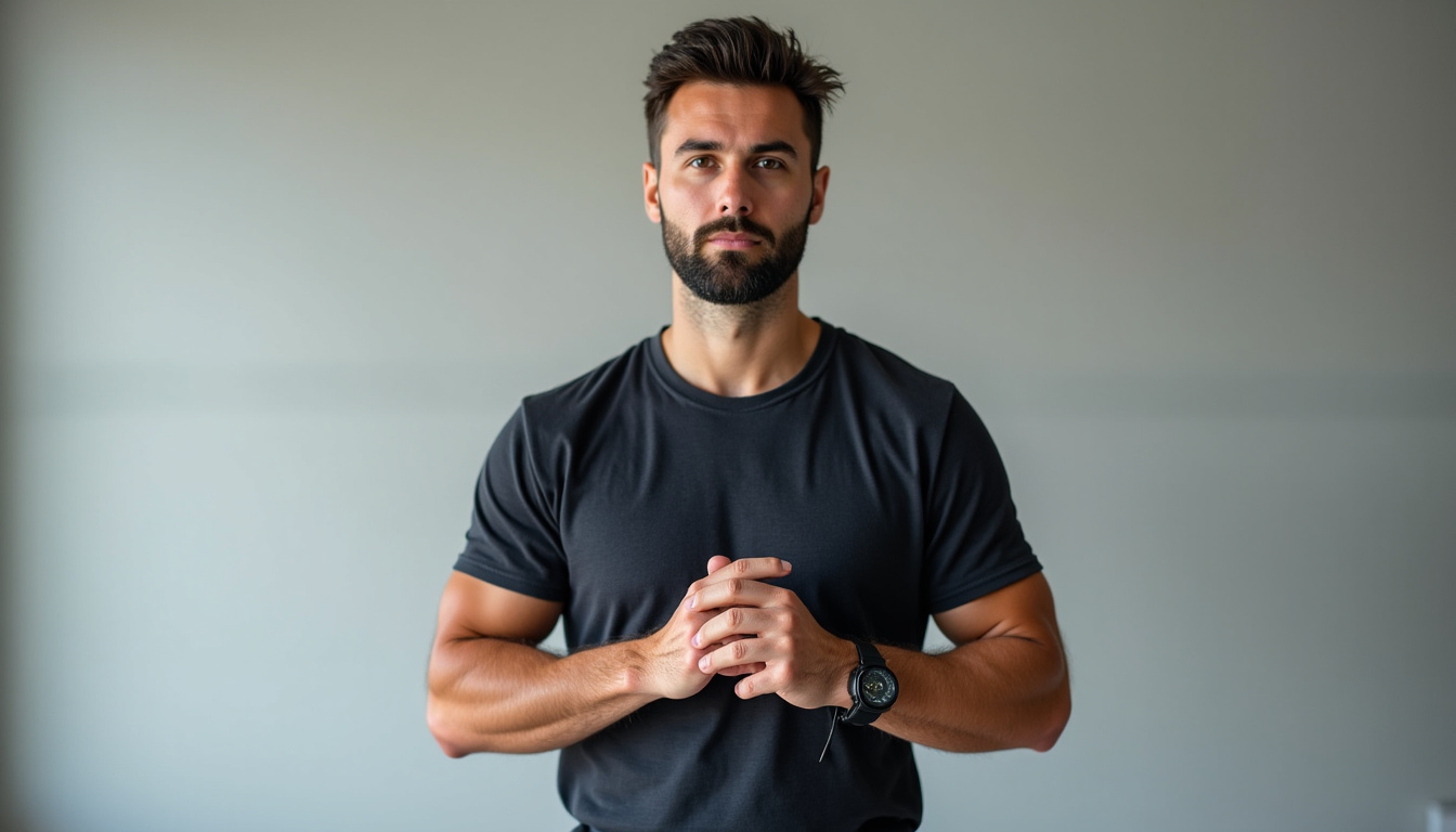 Homme effectuant un curl avec haltères, les paumes tournées vers les cuisses au départ, puis en rotation complète jusqu