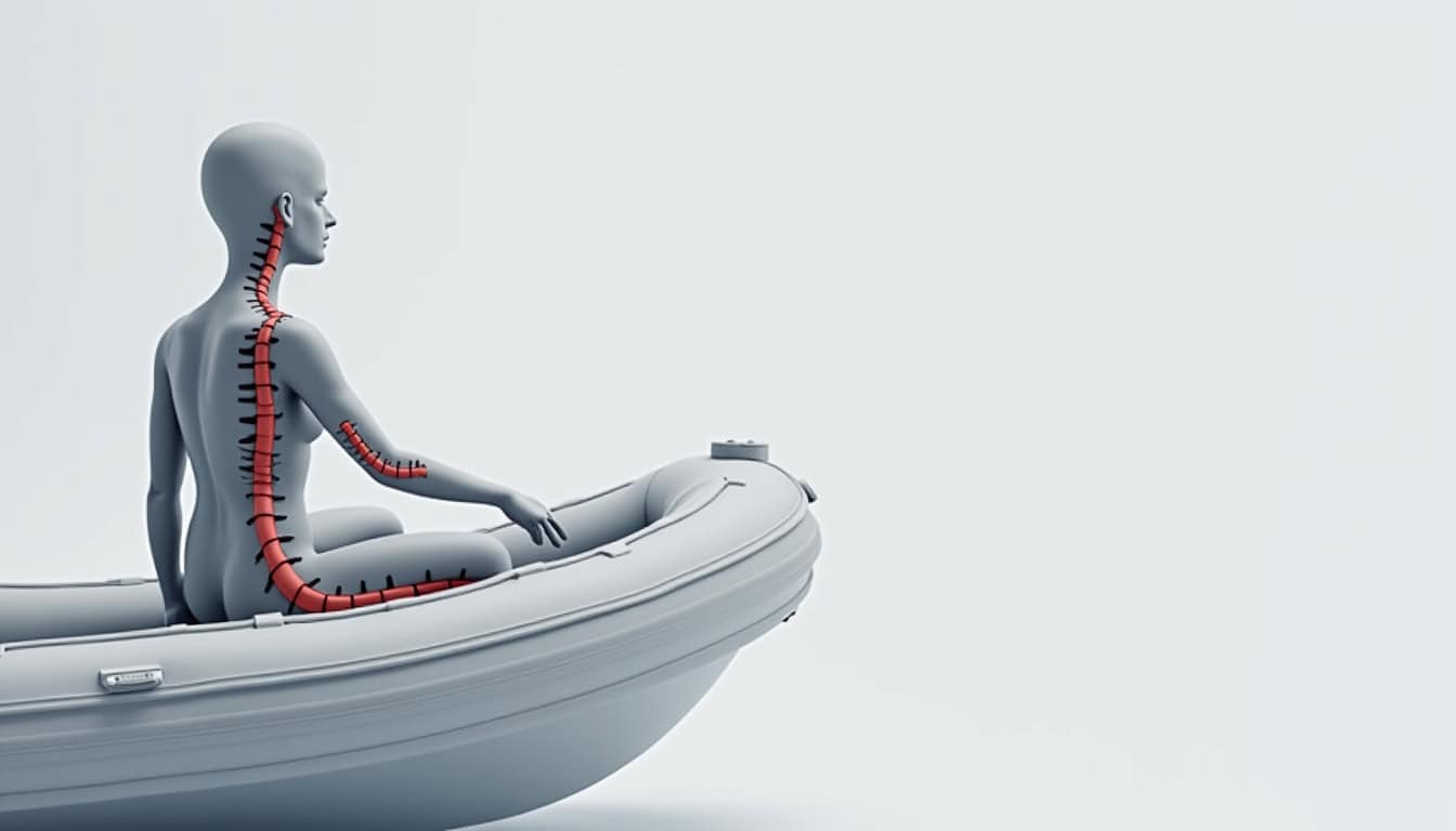 Illustration de sécurité pour la posture du bateau : colonne vertébrale droite, engagement abdominal