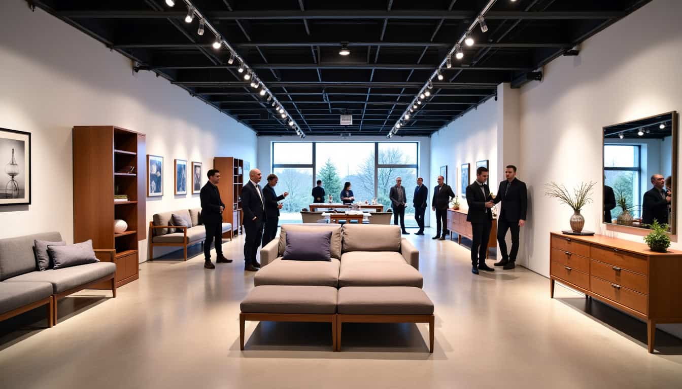 Intérieur du magasin But Saint-Avold avec exposition de meubles et clients en visite