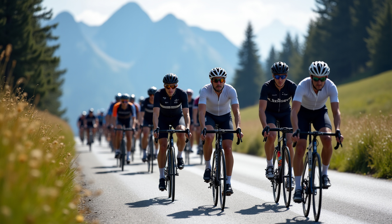 Massif de cyclistes dans les Dolomites lors du Marathon des Dolomites