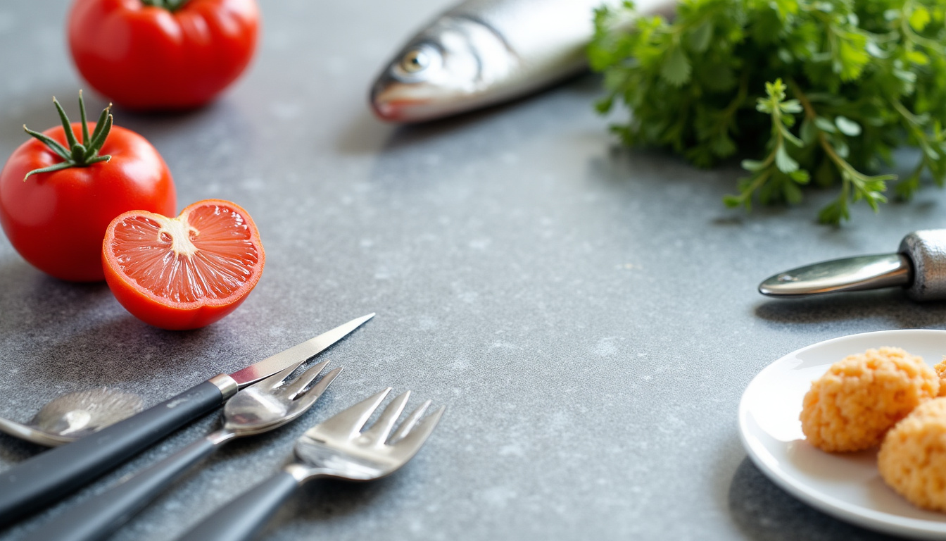 Matériel de pêche organisé sur une table: cannes, moulinets, leurres