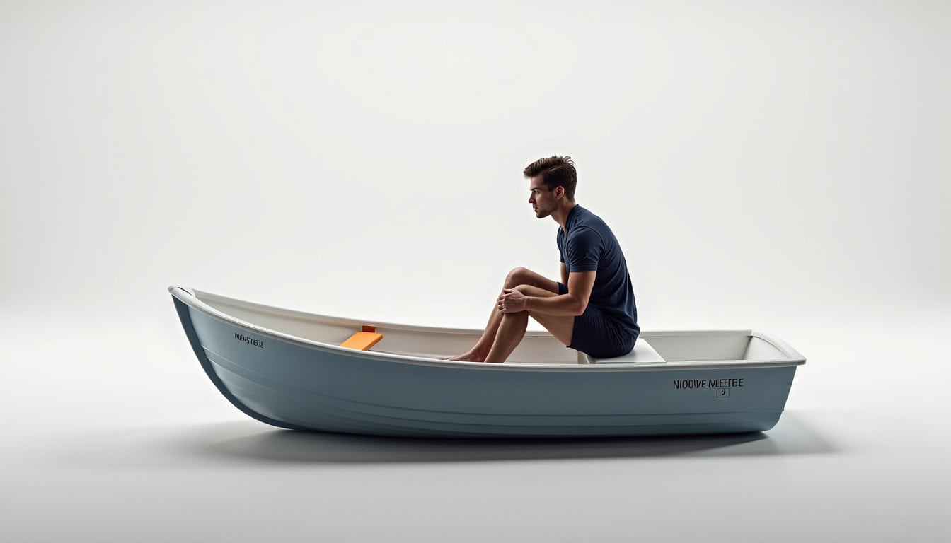 Pratique de la posture du bateau avec différentes modifications : jambes fléchies, mains au sol, dos droit