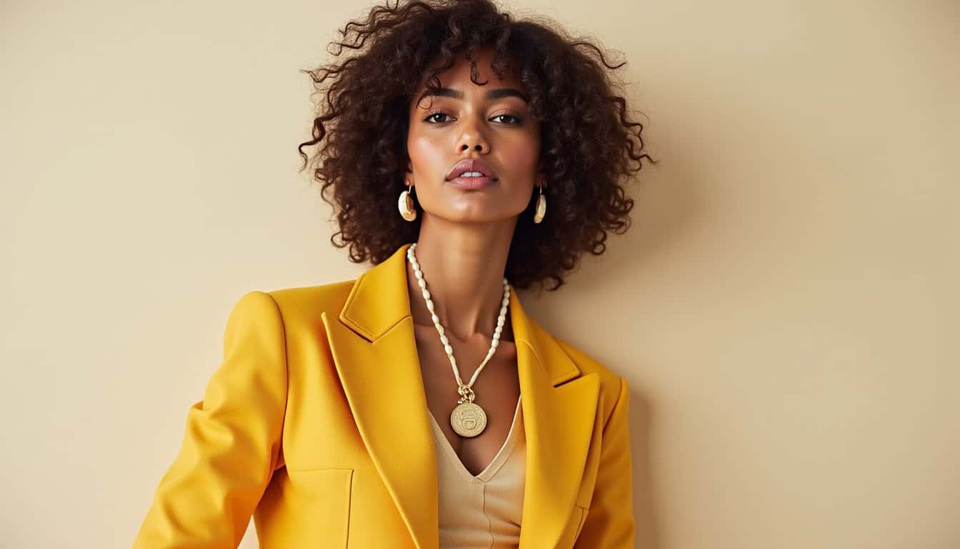 Tjiki en tenue de culturiste posant pour une campagne publicitaire de la marque Gucci