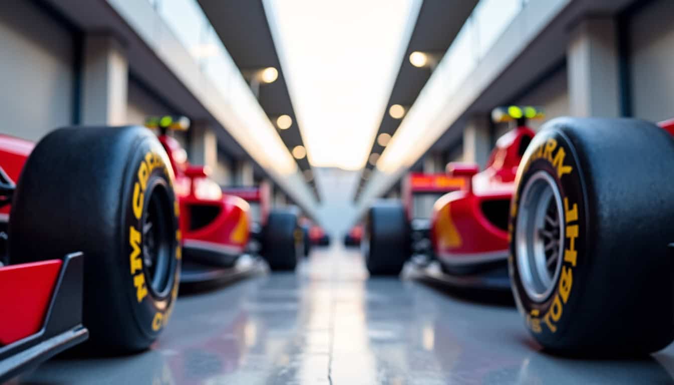 Vue de la pit lane du circuit de Misano avec équipes en action pendant le GP 2025