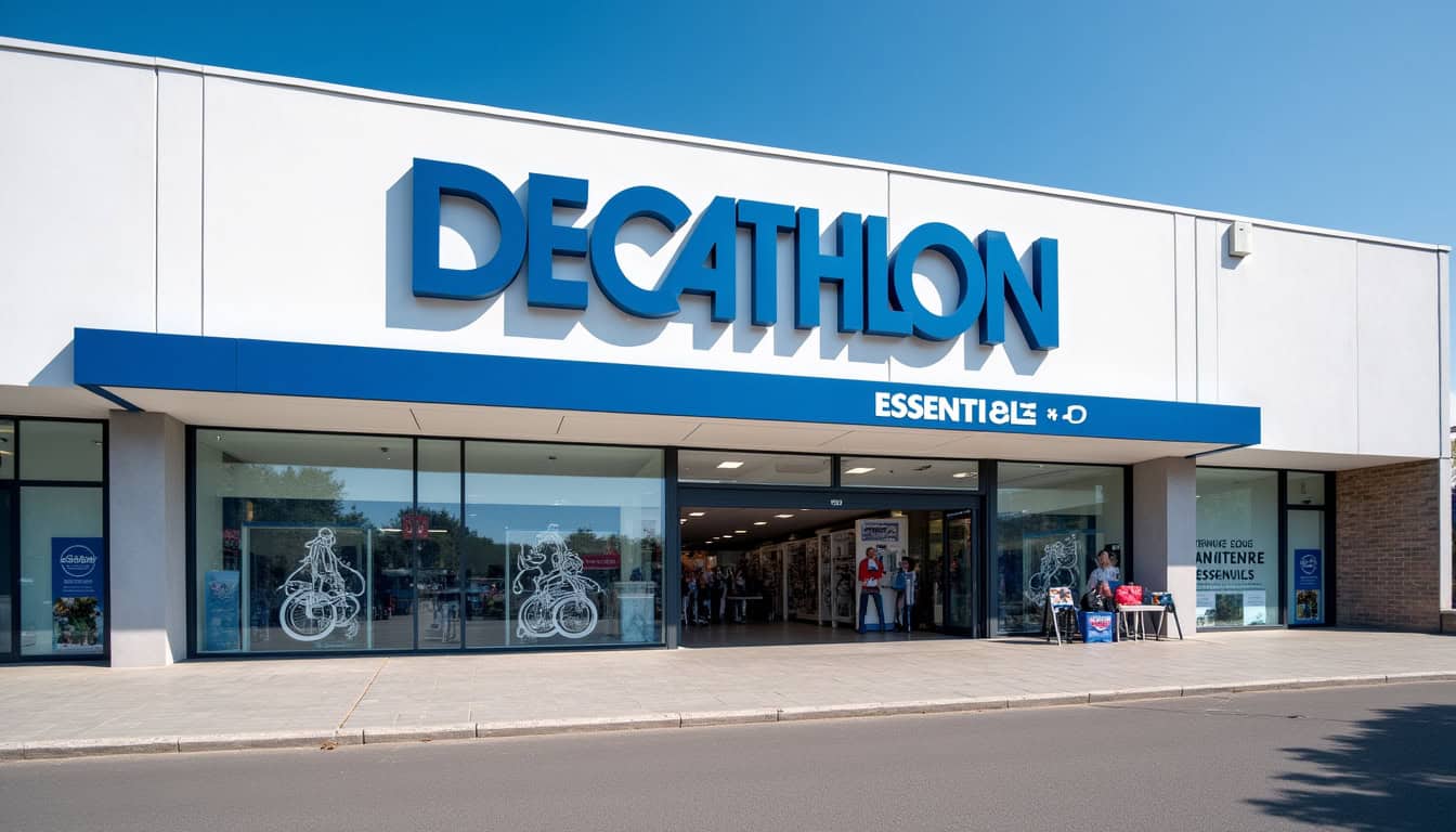 Vue extérieure du magasin Decathlon Rennes Essentiel situé rue René Collin
