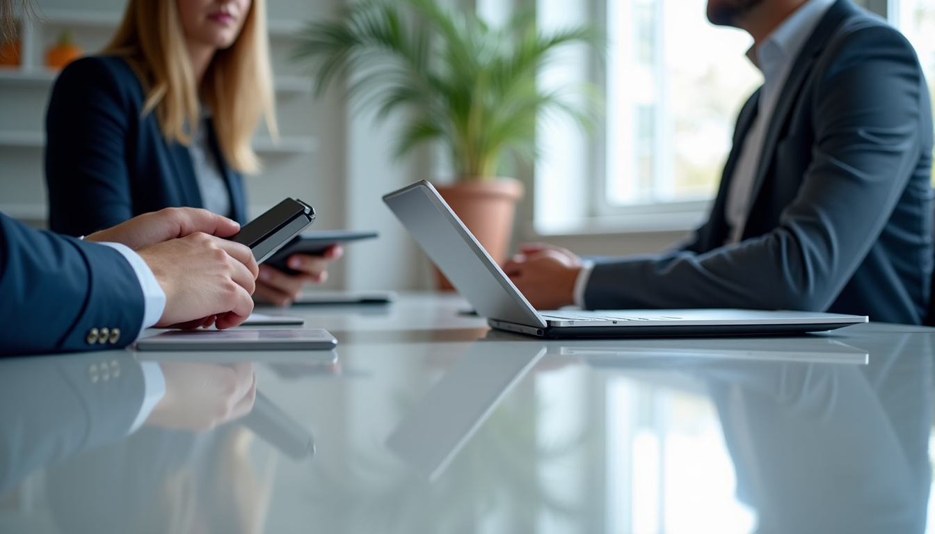 Équipe de scouting technologique en réunion autour d