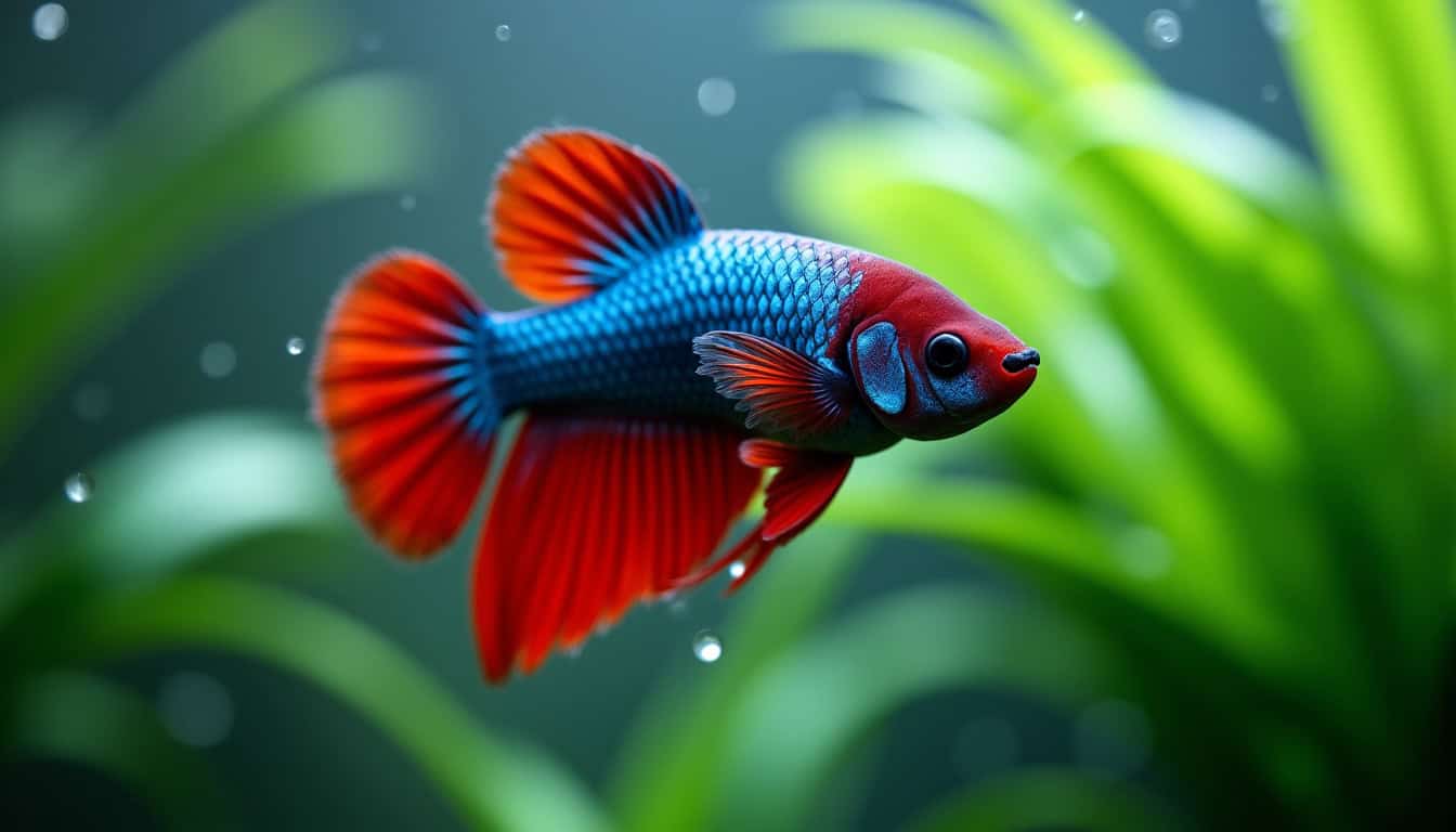 Poisson combattant déployant ses nageoires dans un comportement d