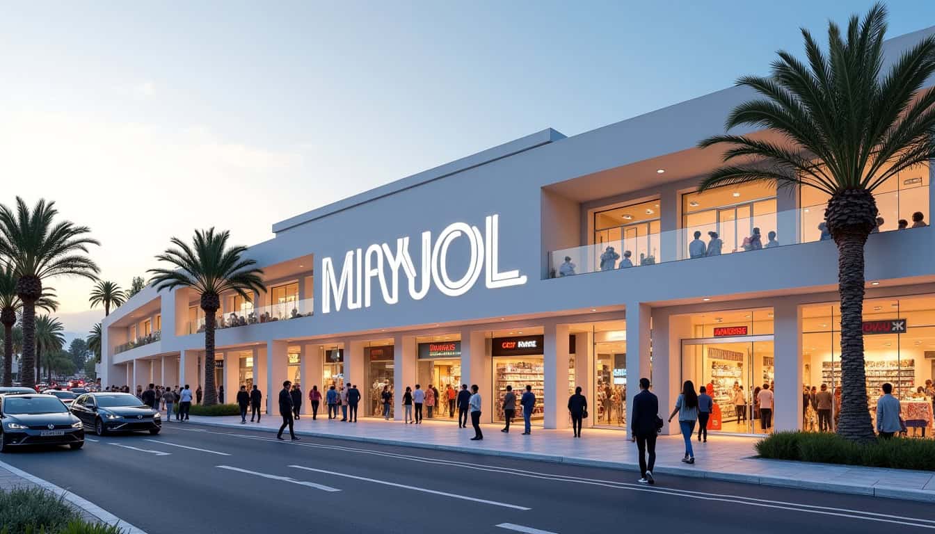 Vue extérieure du centre commercial Mayol à Toulon avec l