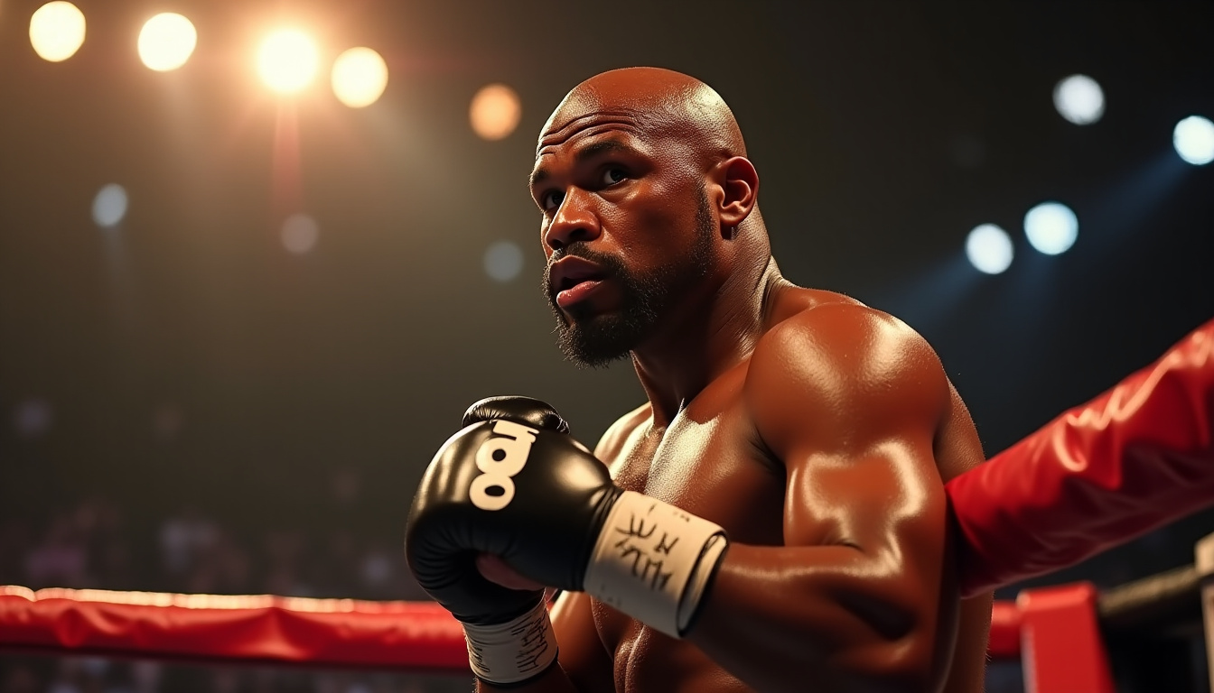 Floyd Mayweather en pleine action contre Conor McGregor lors de leur combat de 2017