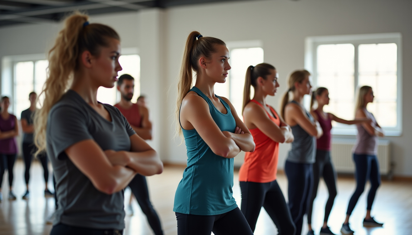 Groupe mixte en cours de krav maga, incluant des ados, des femmes et des seniors
