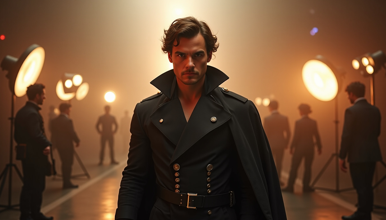 Jérôme Le Banner sur un plateau de tournage en costume de rôle