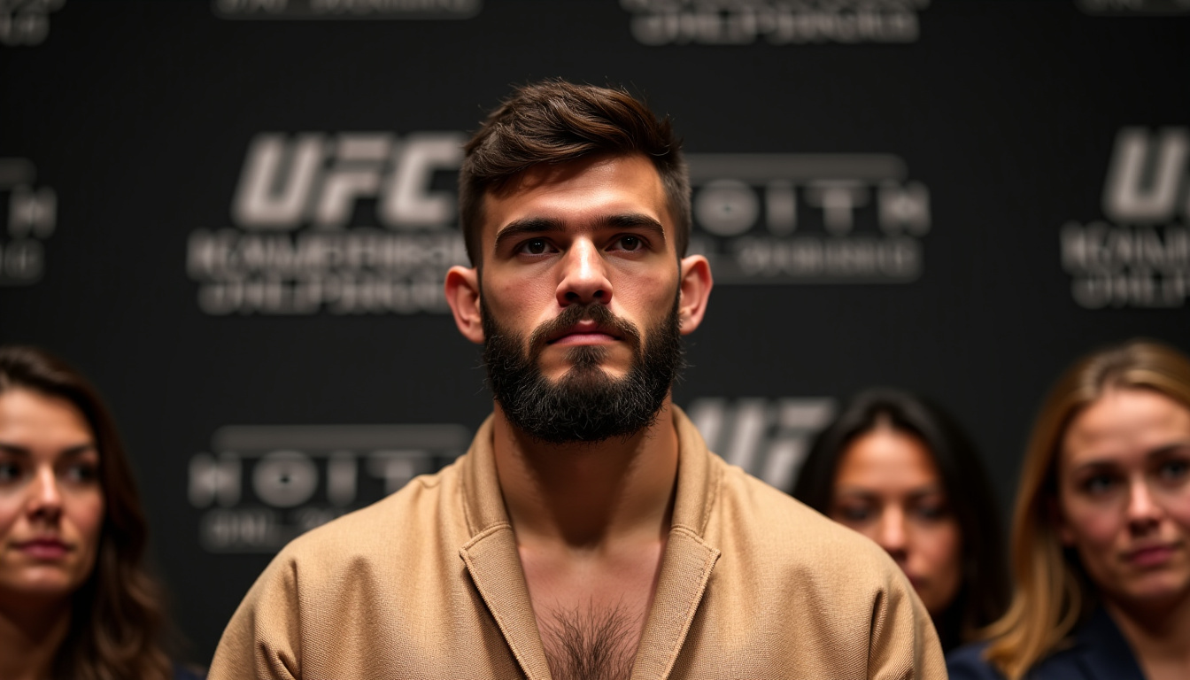 Khabib Nurmagomedov lors de son annonce de retraite en 2021, entouré de sa famille et de son équipe