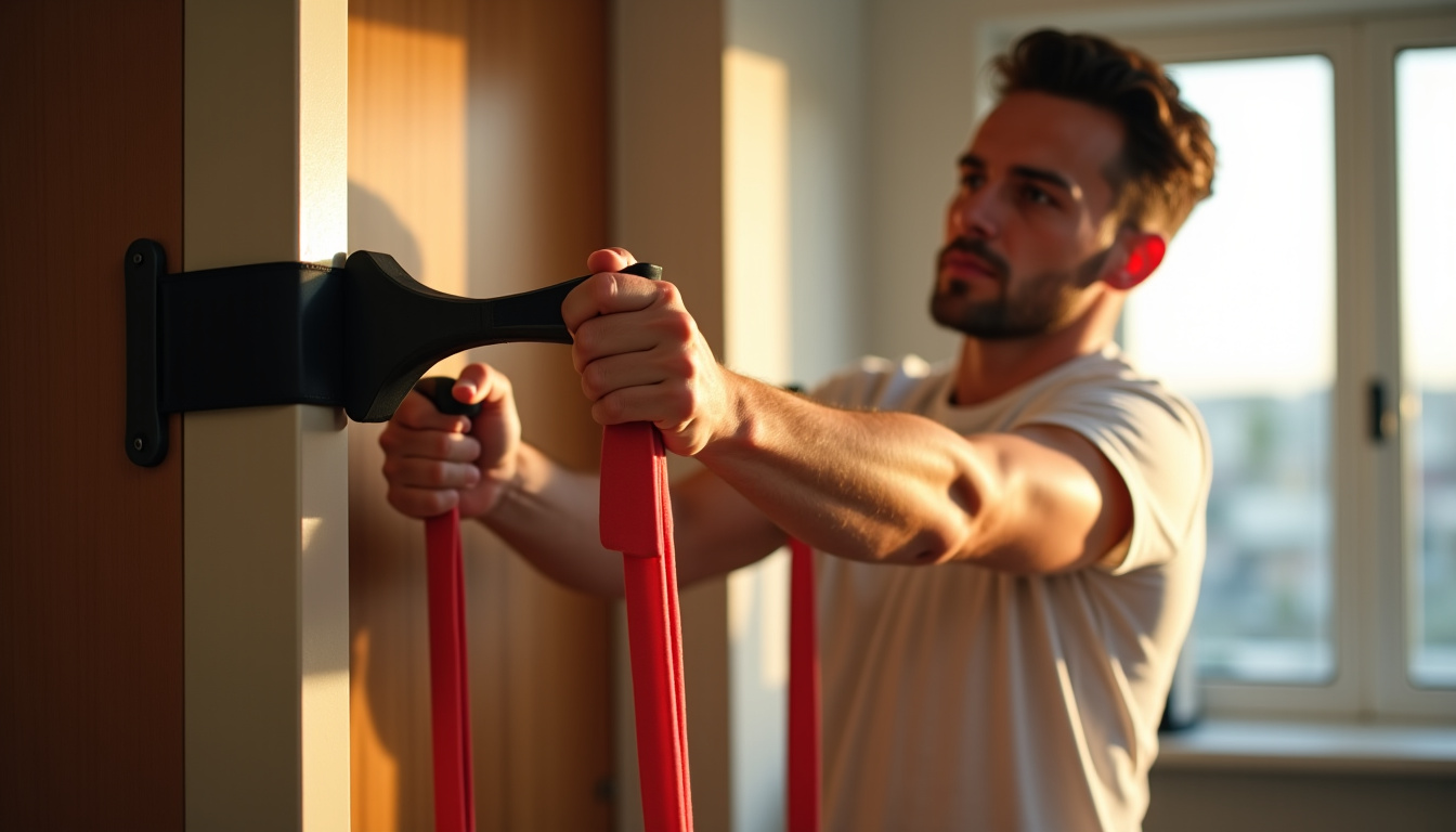 Utilisation de sangles de porte pour simuler le tirage vertical à domicile