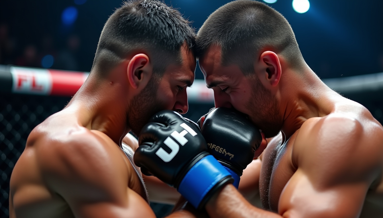 Alexandre Pantoja en clinch contre Kai Asakura lors de l