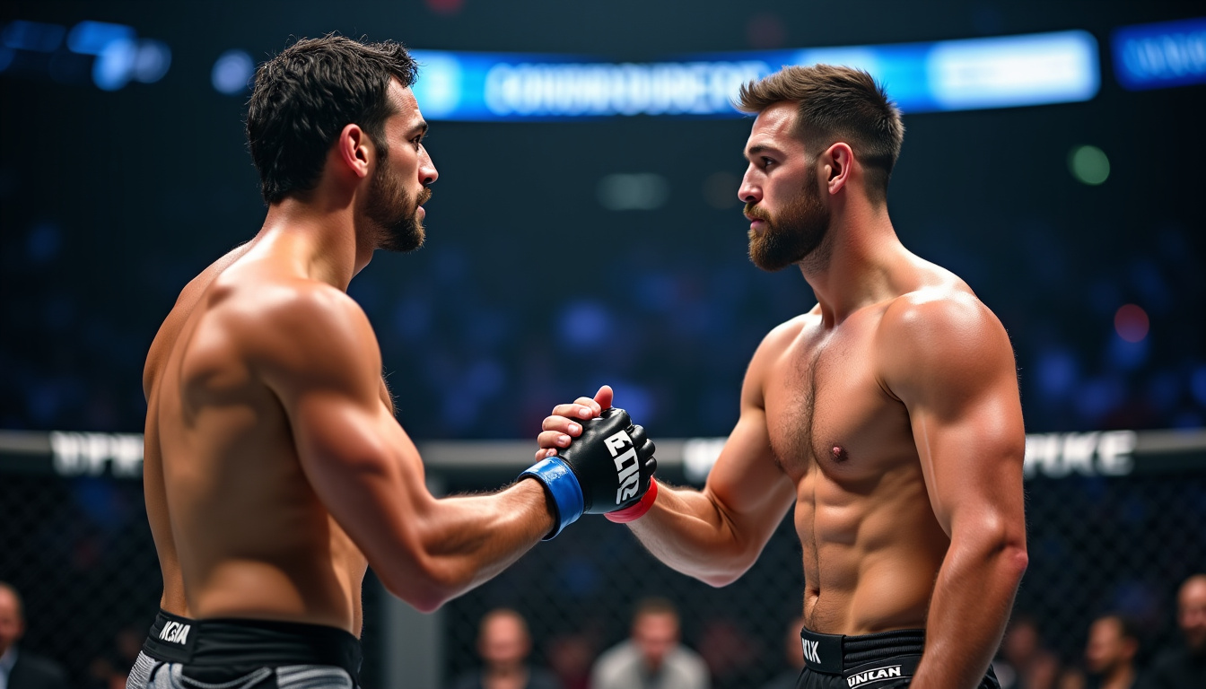 Belal Muhammad et Jack Della Maddalena se saluent après le combat principal de l