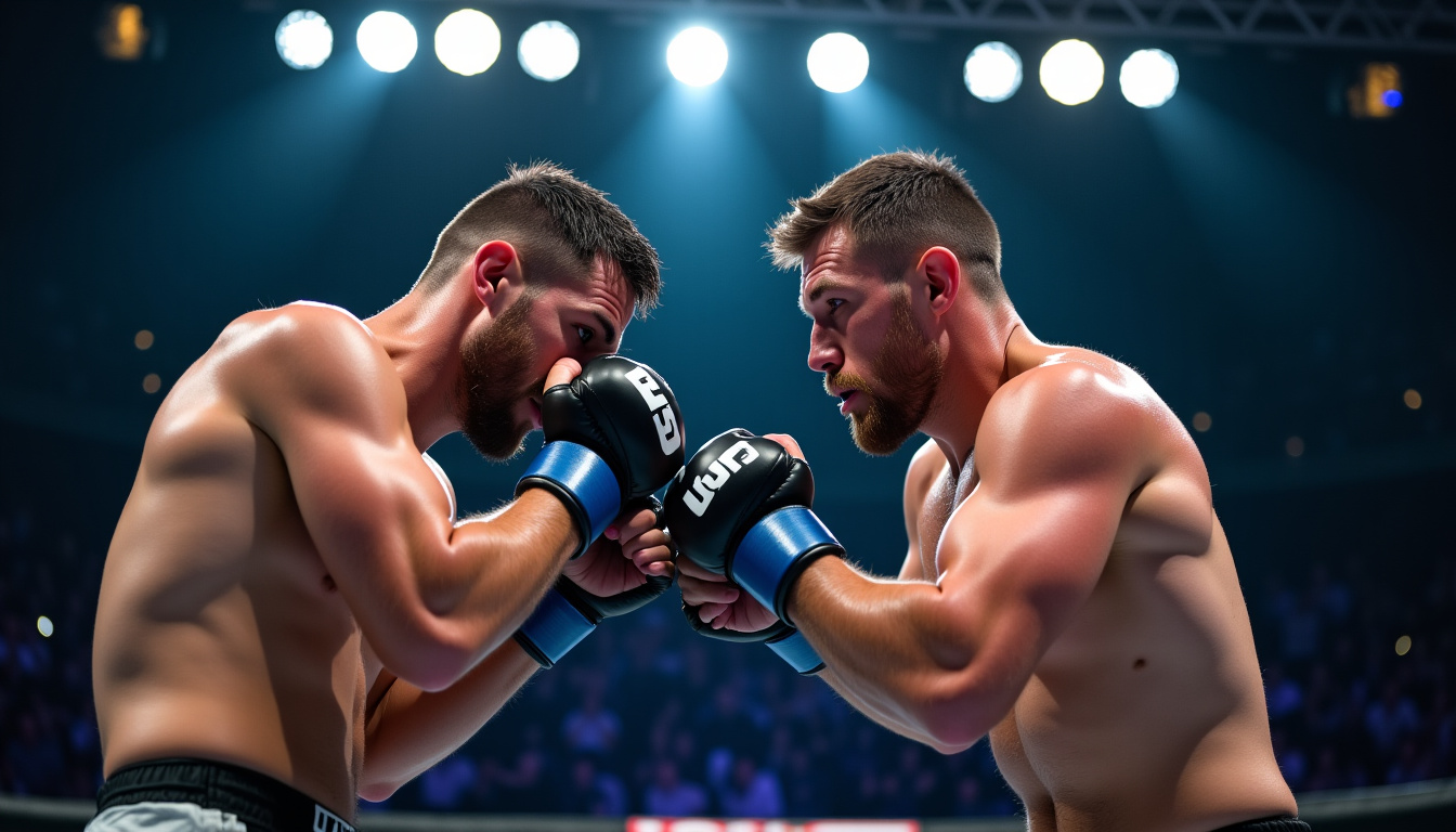Combattants Ciryl Gane et Tom Aspinall lors de leur premier affrontement en octobre 2025, avant l