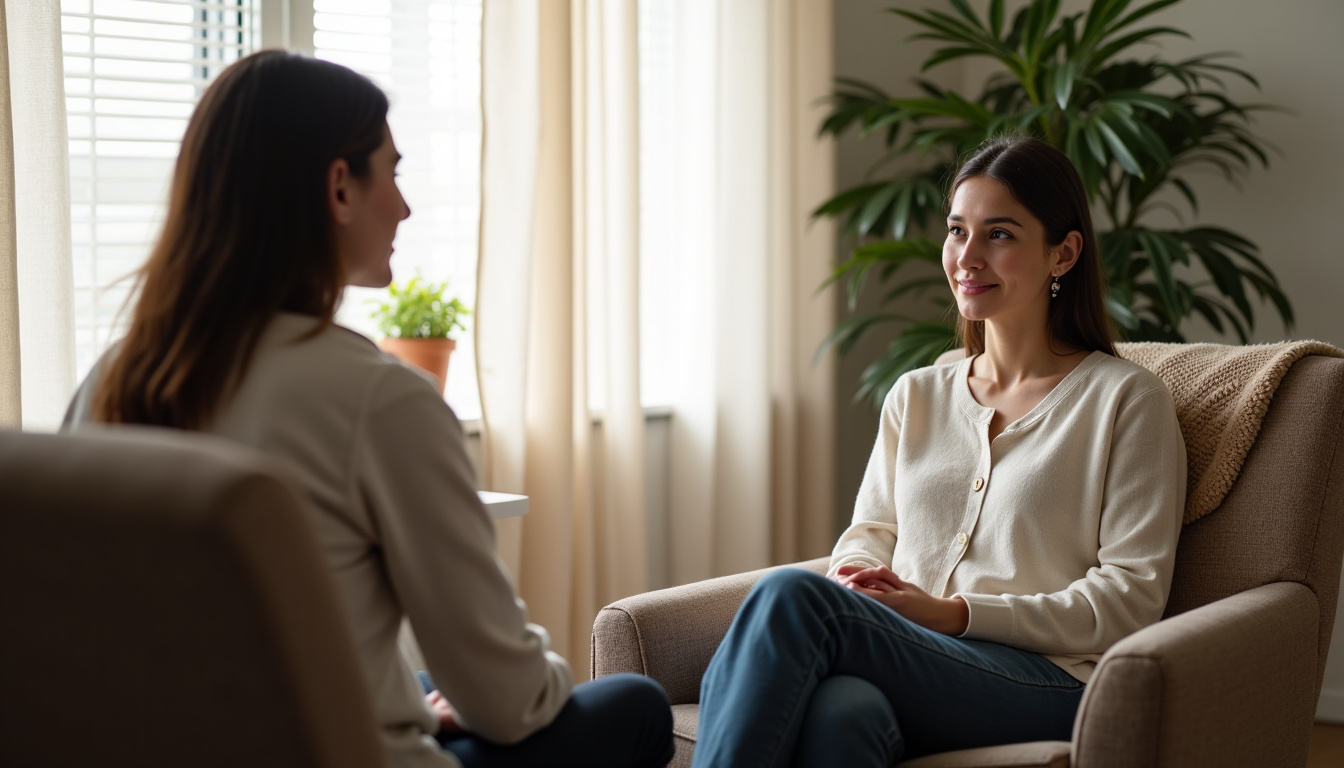 Consultation avec un psychologue, ambiance calme et bienveillante