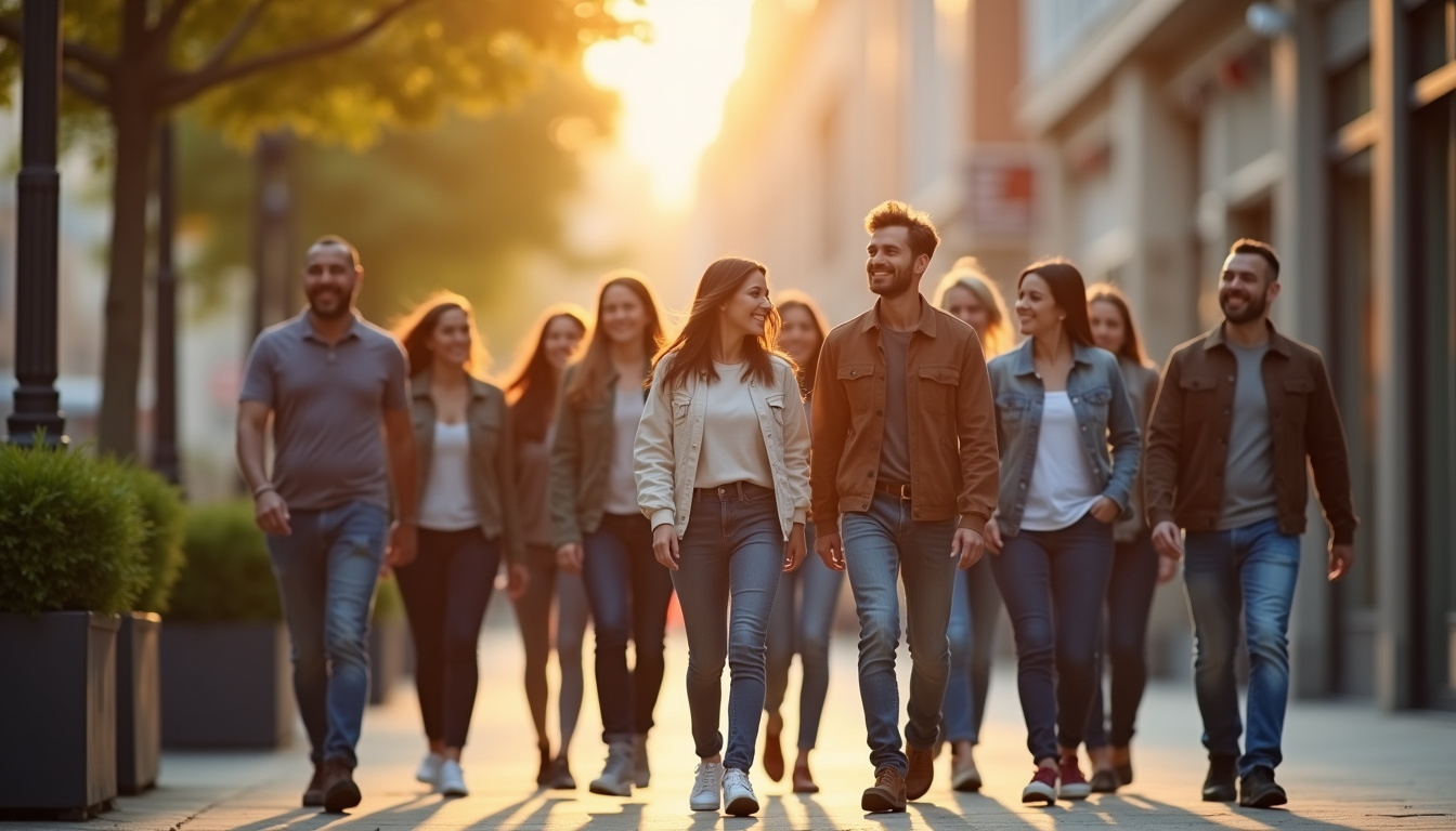 Personnes marchant dans une rue urbaine, intégrant la marche à leur quotidien